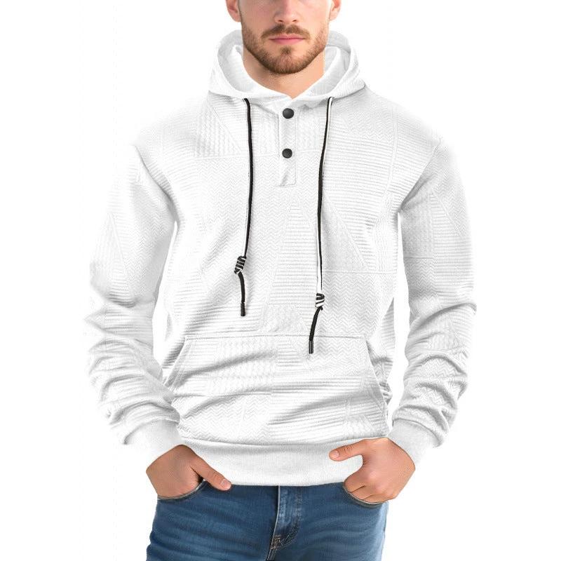 Men's Pullover Solid Color Casual Loose Long Sleeve Hooded Sweater by GJG Denim