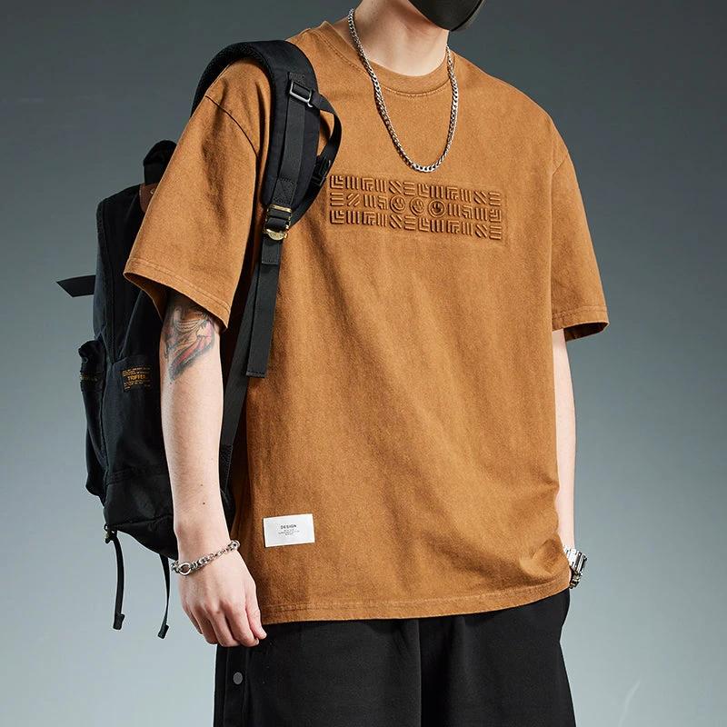 Trendy Loose-fitting Versatile Heavyweight Short-sleeve T-shirt For Men by GJG Denim