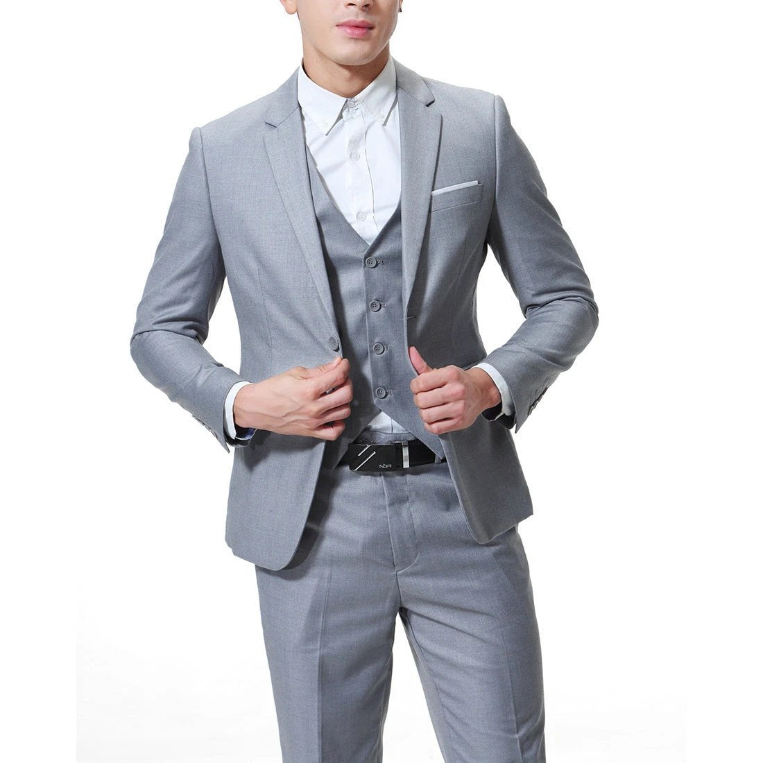 Men's Solid Color Casual Business Casual Three-Piece Suit