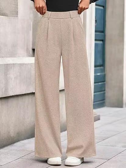 Solid Color Straight-leg Wide-leg Pants Women by GJG Denim
