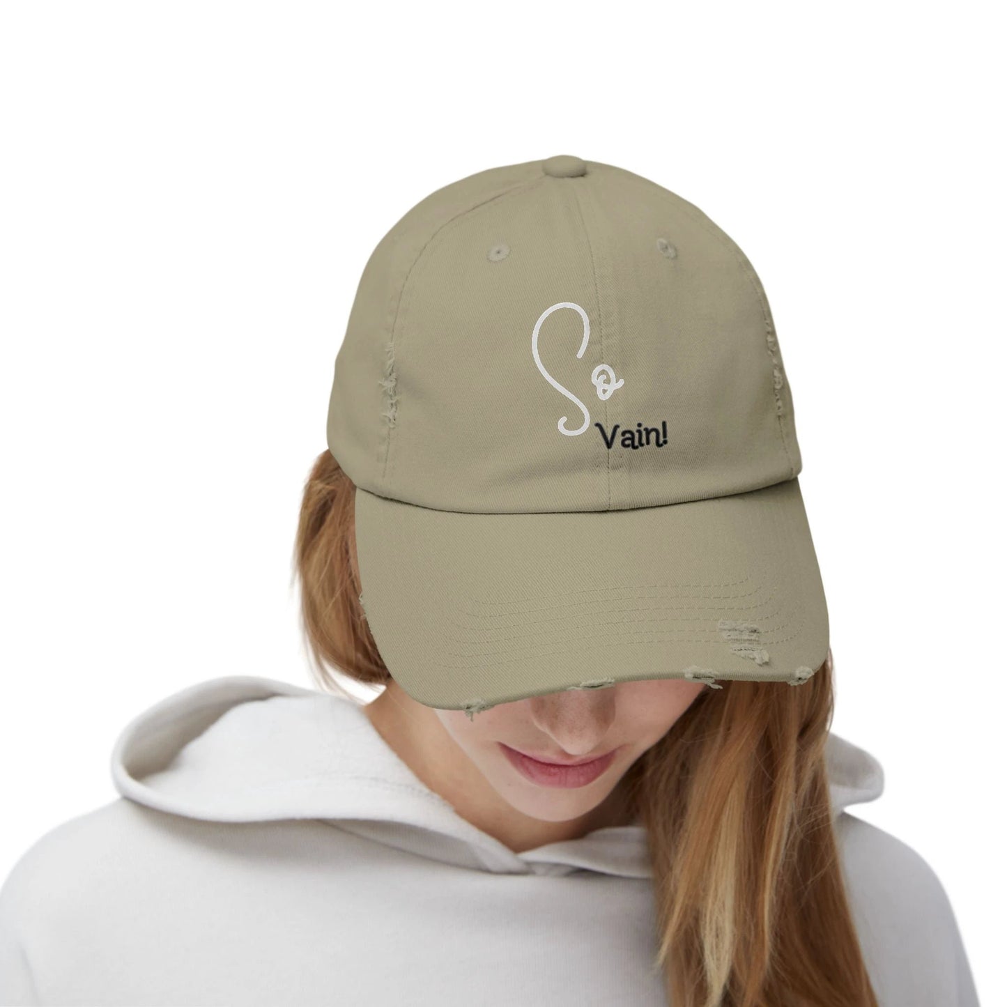 So vain Unisex Distressed Cap by Printify