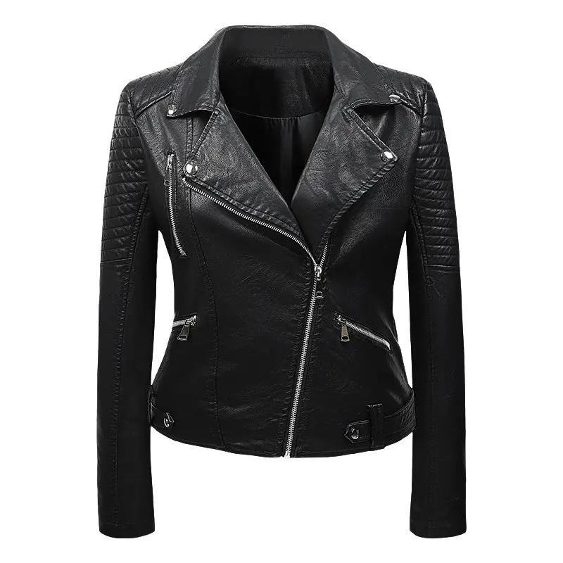 Korean-style Slim-fit Harajuku Student Biker Leather Jacket by GJG Denim