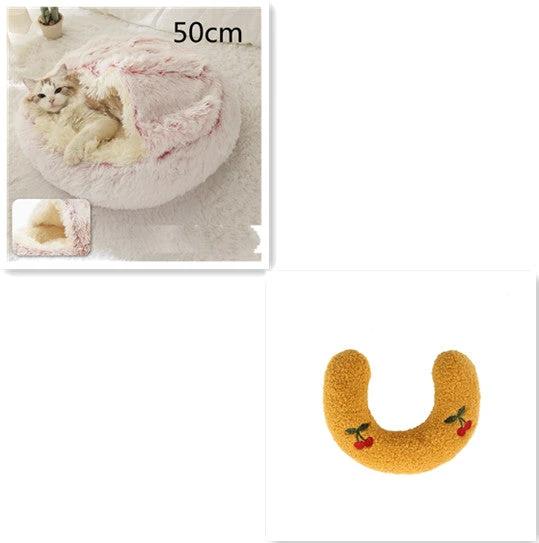 2 In 1 Dog And Cat Bed Pet Winter Bed Round Plush Warm Bed House Soft Long Plush Pets Bed Pet Products by GJG Denim