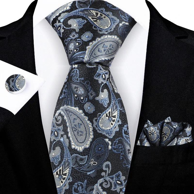 Jacquard-embroidered Cashew Flower Tie For Men by GJG Denim