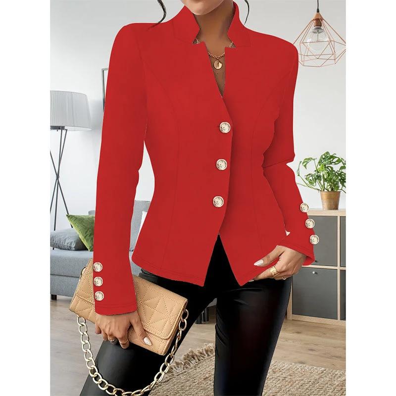 Women Casual Blazers Long Sleeve Business Outerwear Slim Fitting Single Breasted Jacket by GJG Denim