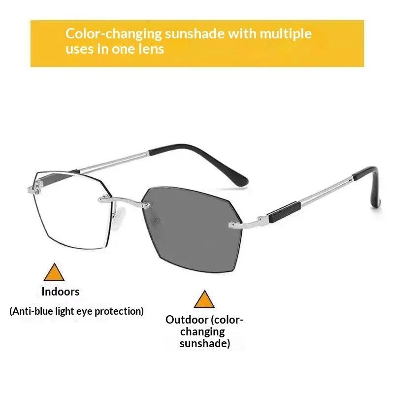 Men's Glasses With Frameless Color-Changing Lenses by GJG Denim