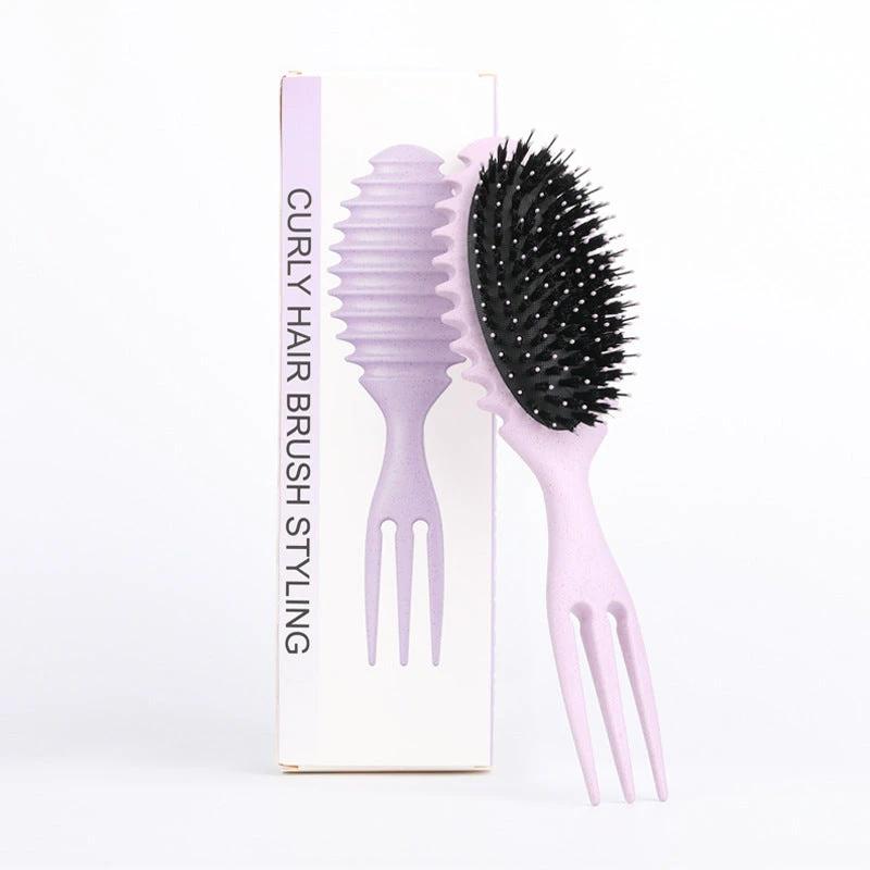 Curl Defining Bounce Hair Brush Barbershop Boar Bristle Comb Detangling Shaping Hairbrushes Professional Salon Home Styling Comb by GJG Denim