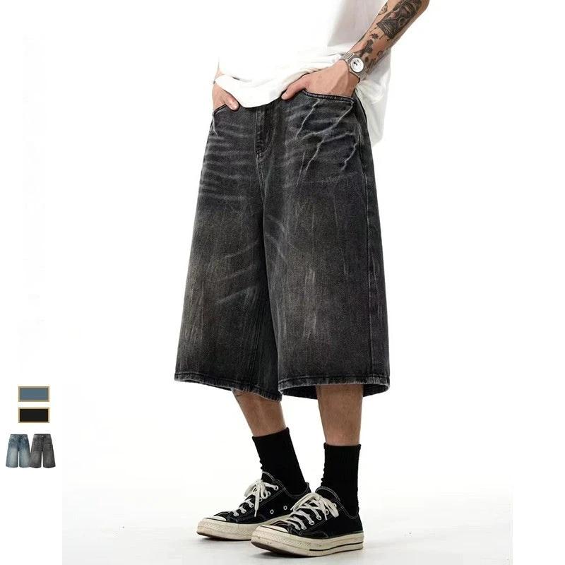 Summer New Denim Shorts Men's Casual Straight Loose by GJG Denim
