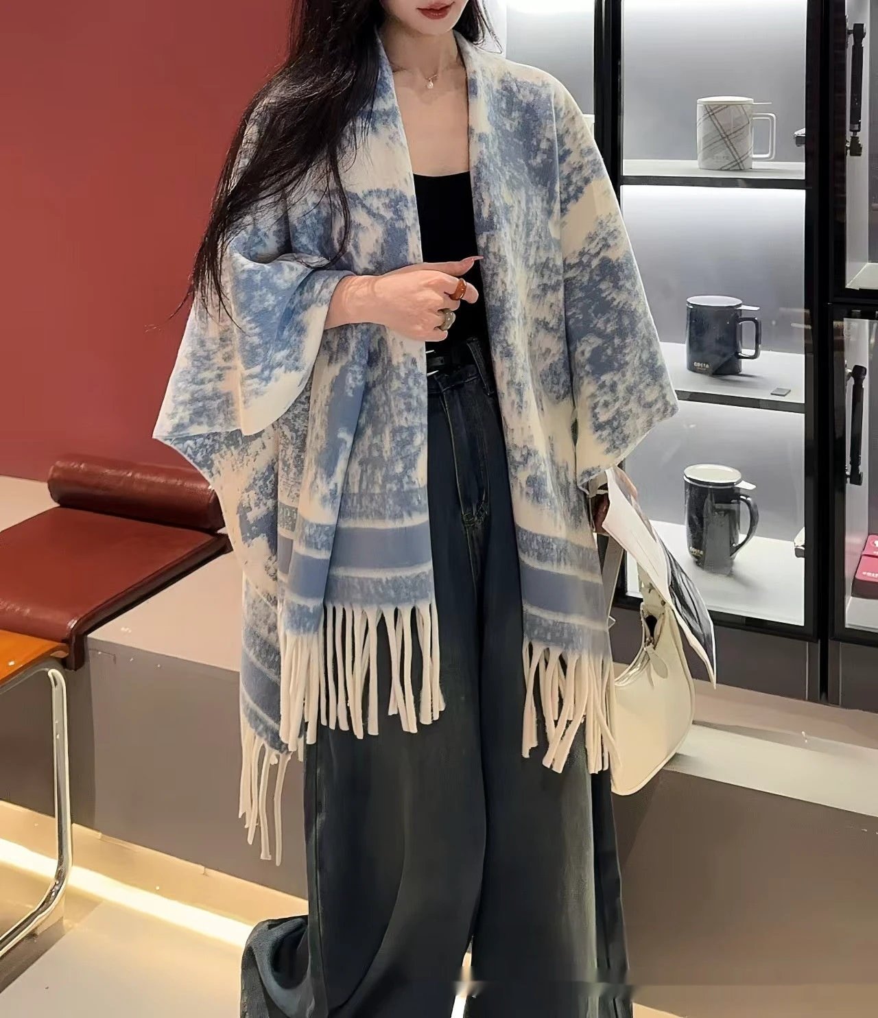 Women's Fashion Personalized Tassel Scarf Cape by GJG Denim