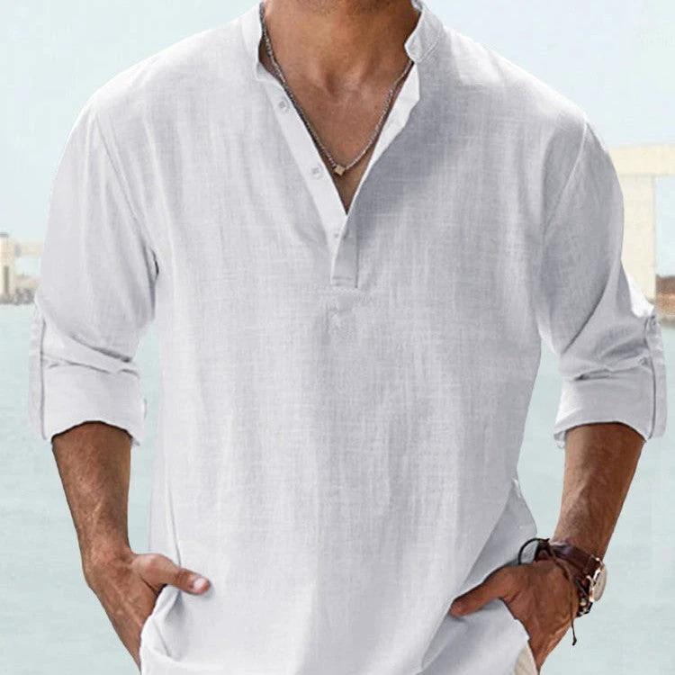 Men's Casual Cotton Linen Loose Shirts by GJG Denim