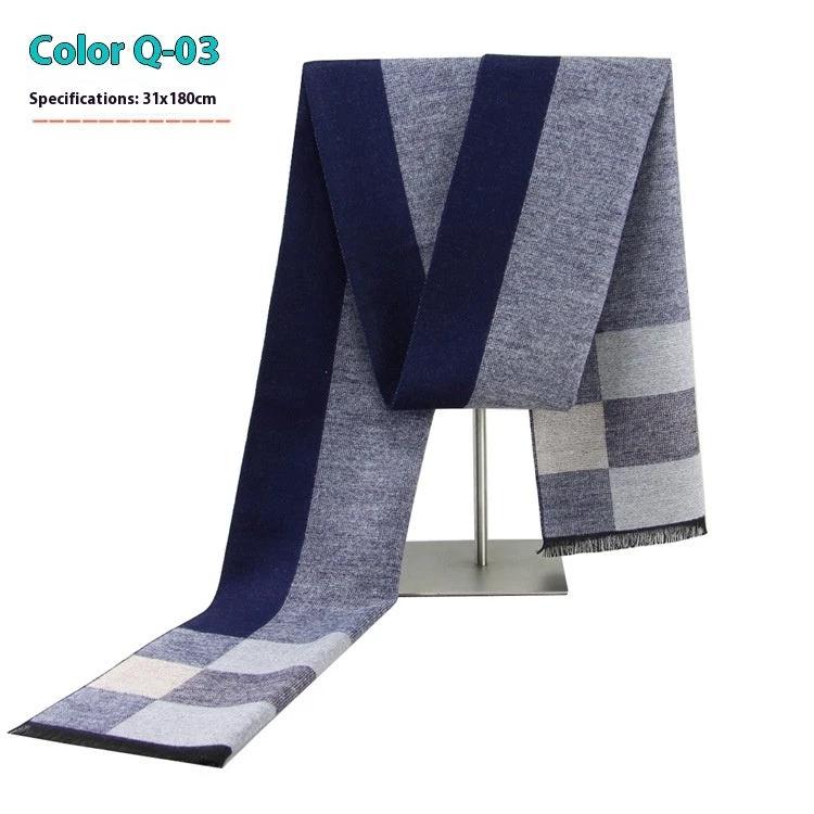 Men's Warm Cashmere-like Striped Scarf by GJG Denim