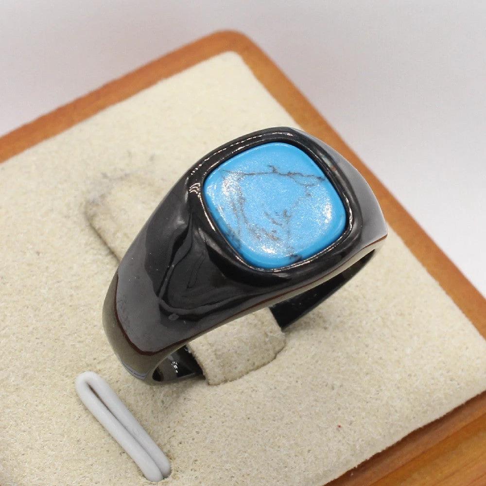 Men's Minimalist Square Gemstone Ring by GJG Denim