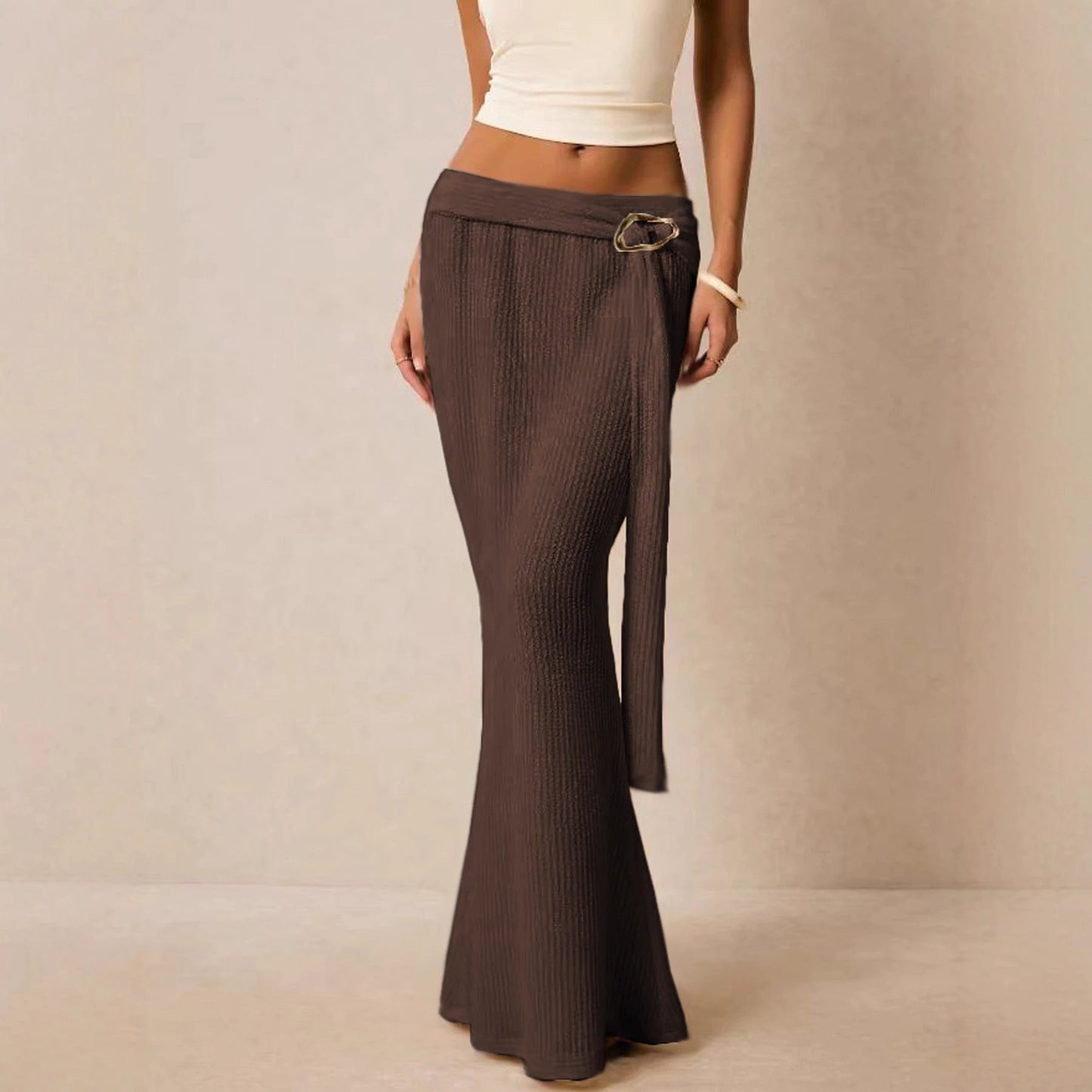 Metal-accented Figure-hugging Sheath Skirt by GJG Denim
