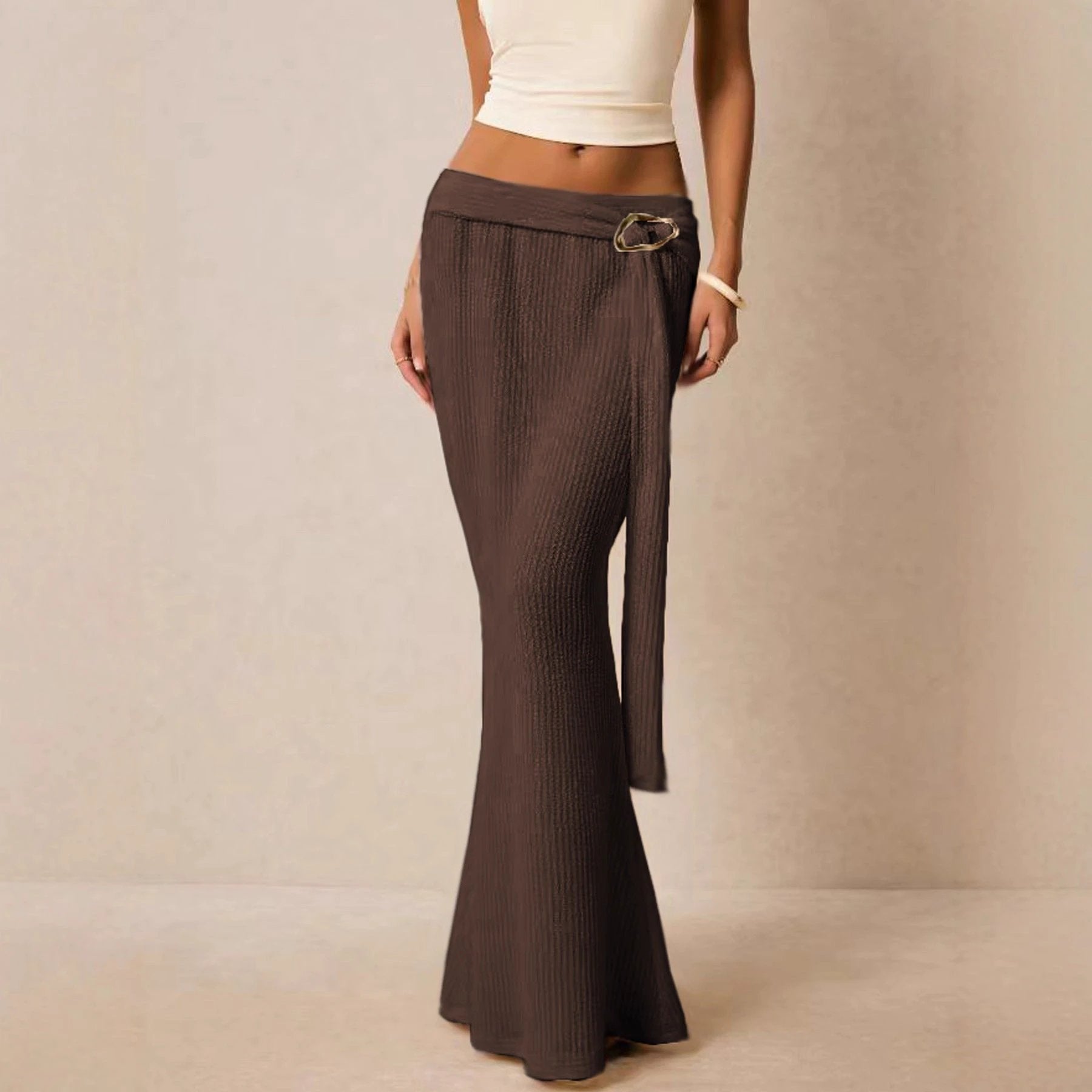 Metal-accented Figure-hugging Sheath Skirt by GJG Denim