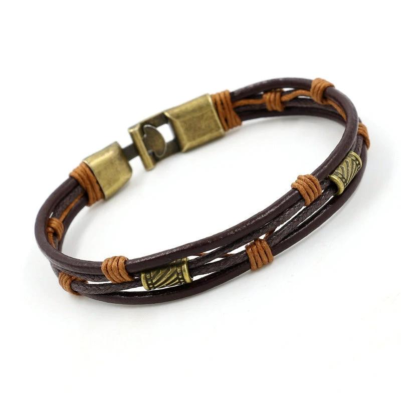 Retro Men's Braided Leather Bracelet by GJG Denim