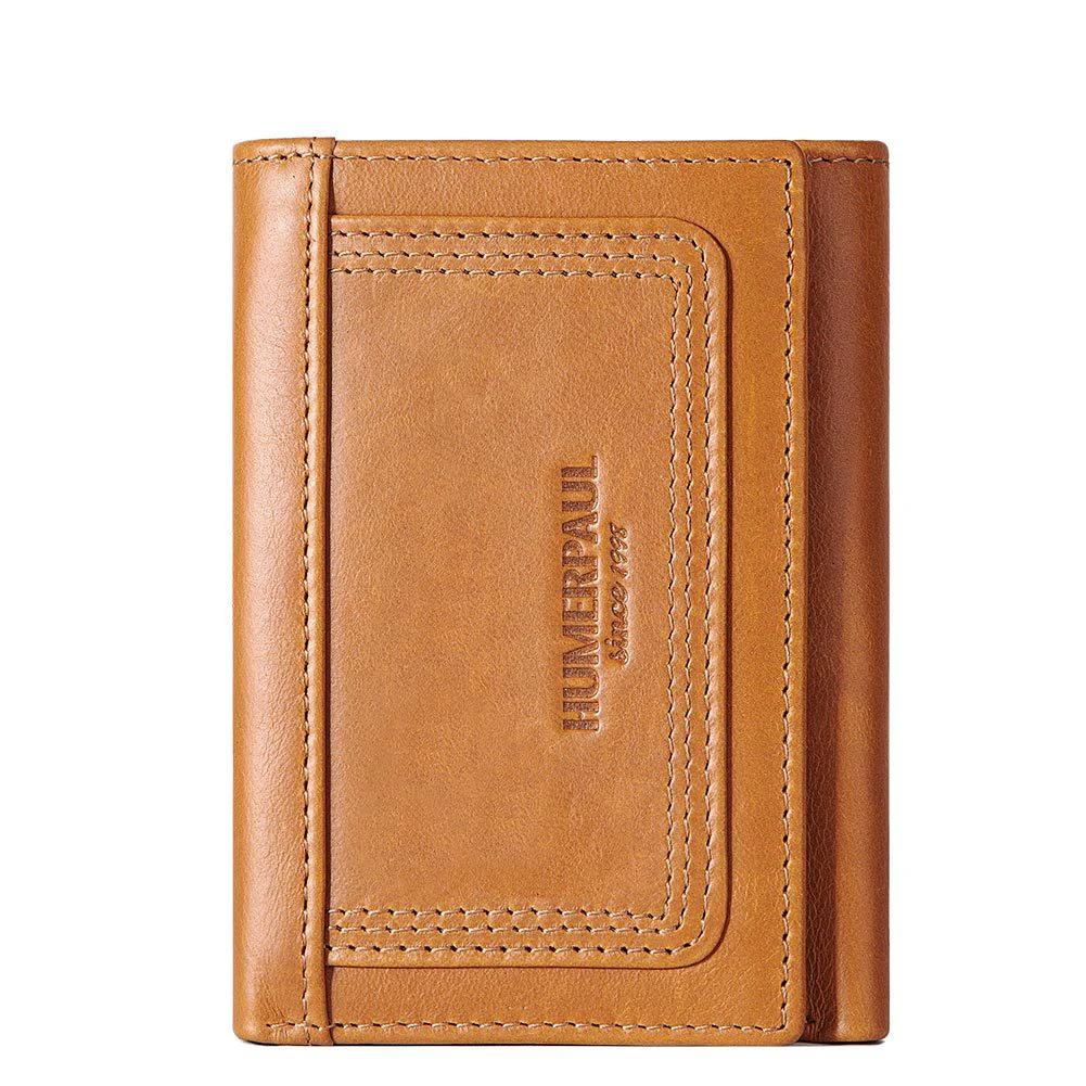 Multi-slot Men's Zipper Wallet Genuine Leather Multi-color by GJG Denim