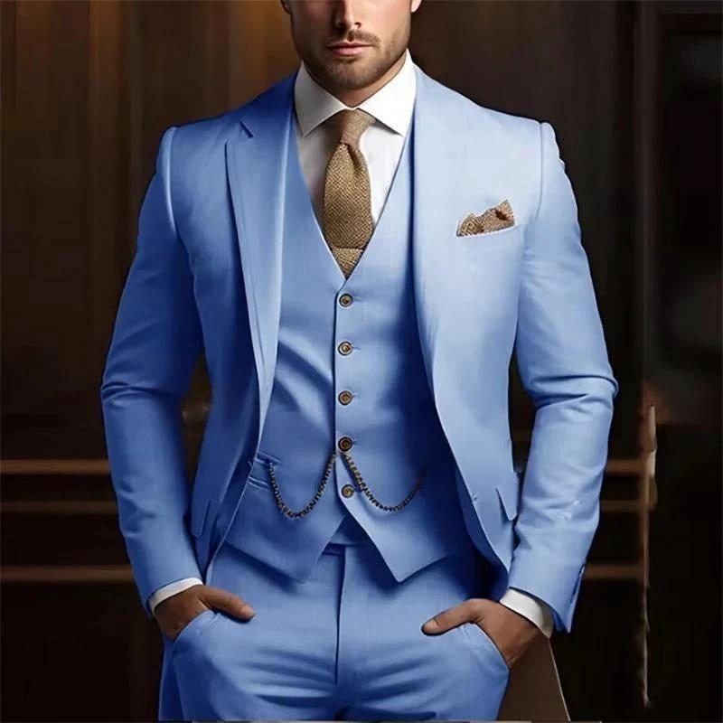 Men's High-grade Gentleman Temperament Slim Three-piece Suit by GJG Denim