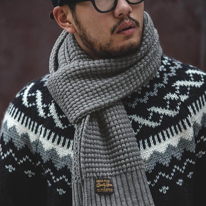 Retro Knitted Woolen Warm Scarf For Men by GJG Denim