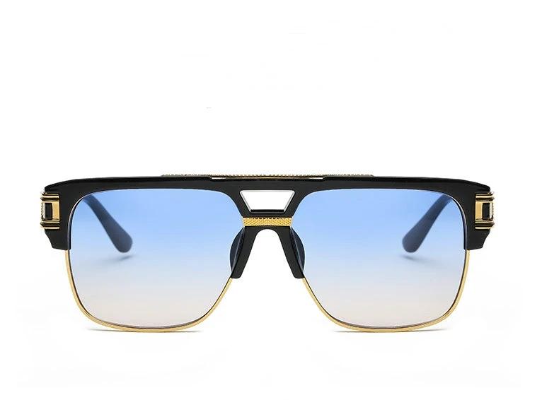 Men's Square Retro Colorful Reflective Sunglasses by GJG Denim