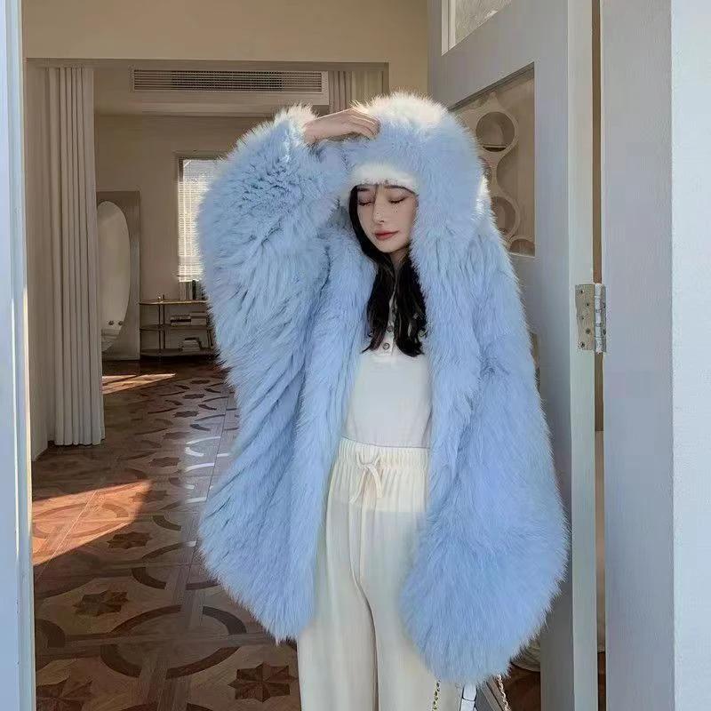 Fashion Long Sleeve Fluffy Coat Women by GJG Denim