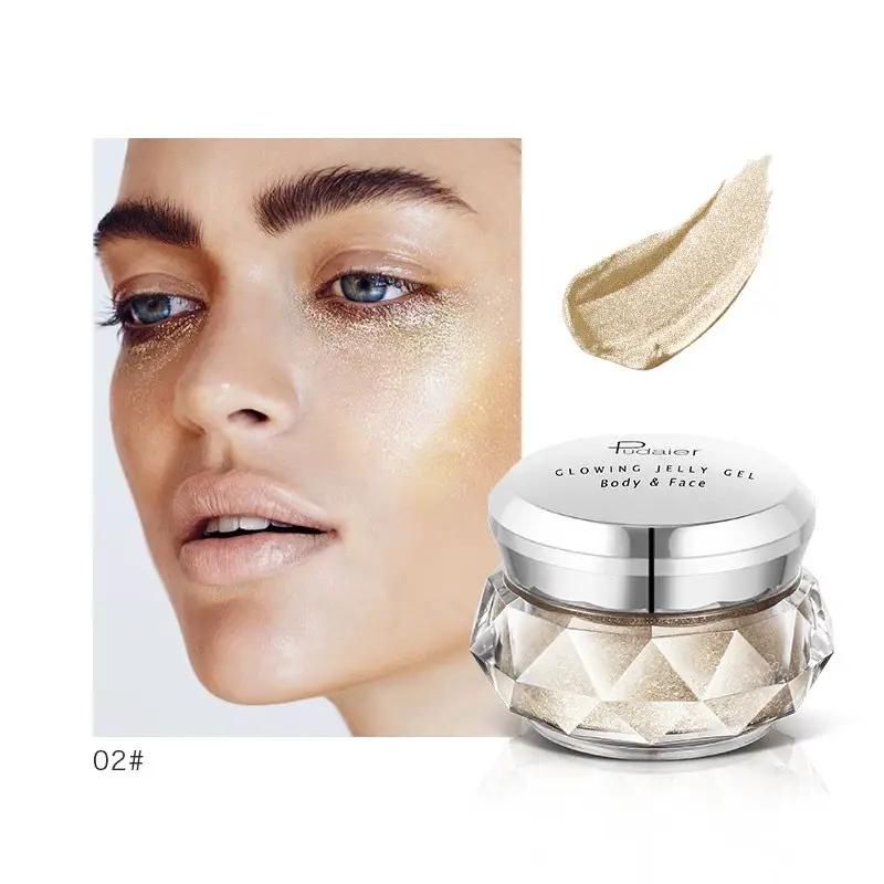 Face Highlighter Jelly Gel Mermaid Eyeshadow Glow Body Glitter Festival Makeup Iluminador Gold Liquid Highlighter Bronzer by GJG Denim