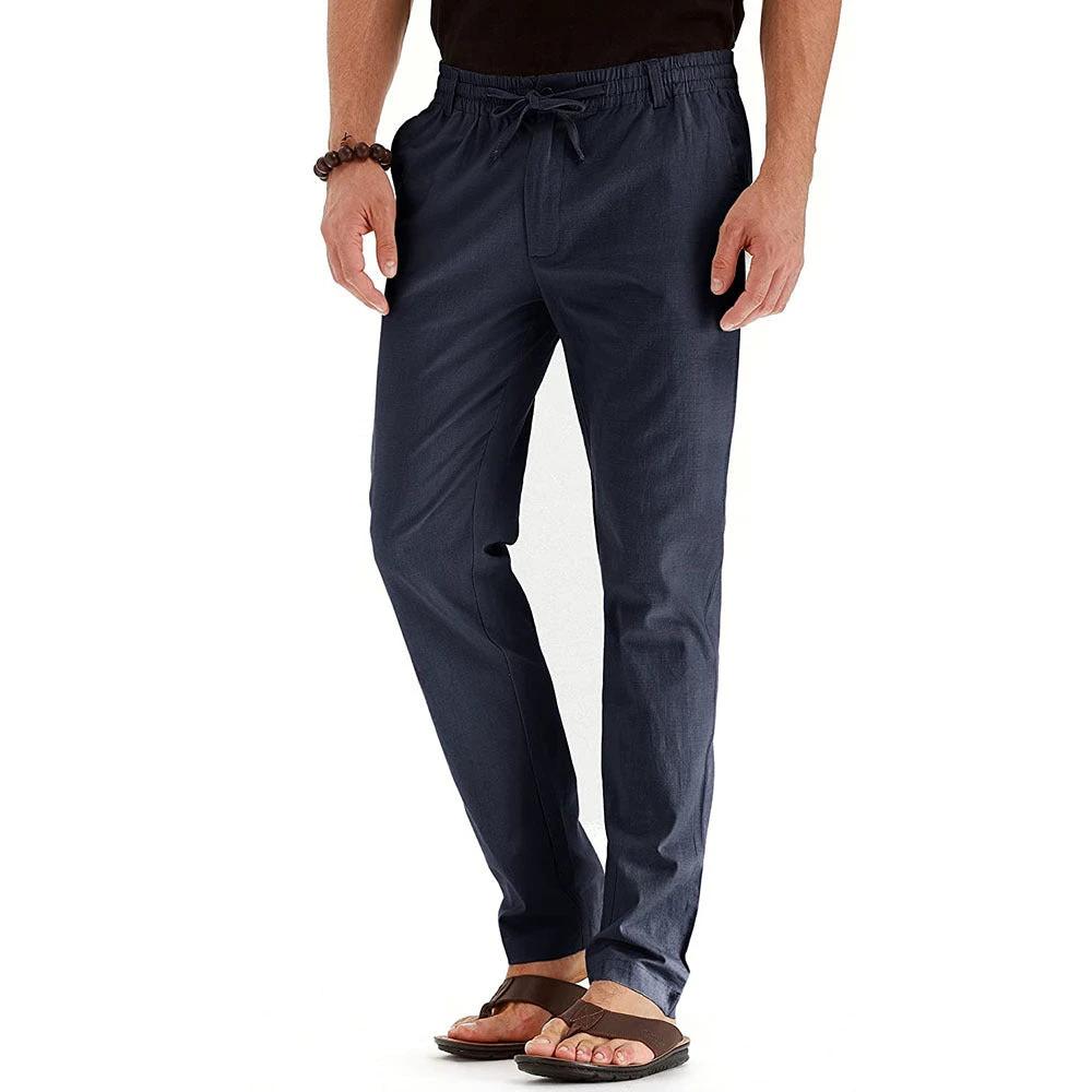 Me's Business Casual Loose Large Size Elastic Waist With Solid Color Pants by GJG Denim