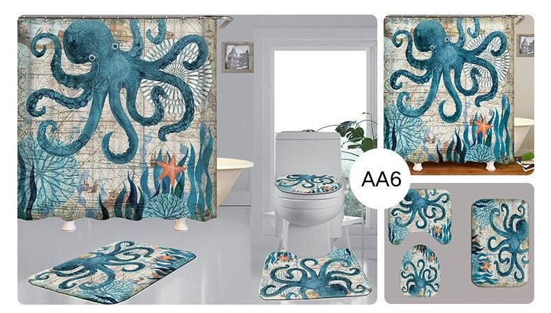 Printed Shower Curtain by GJG Denim