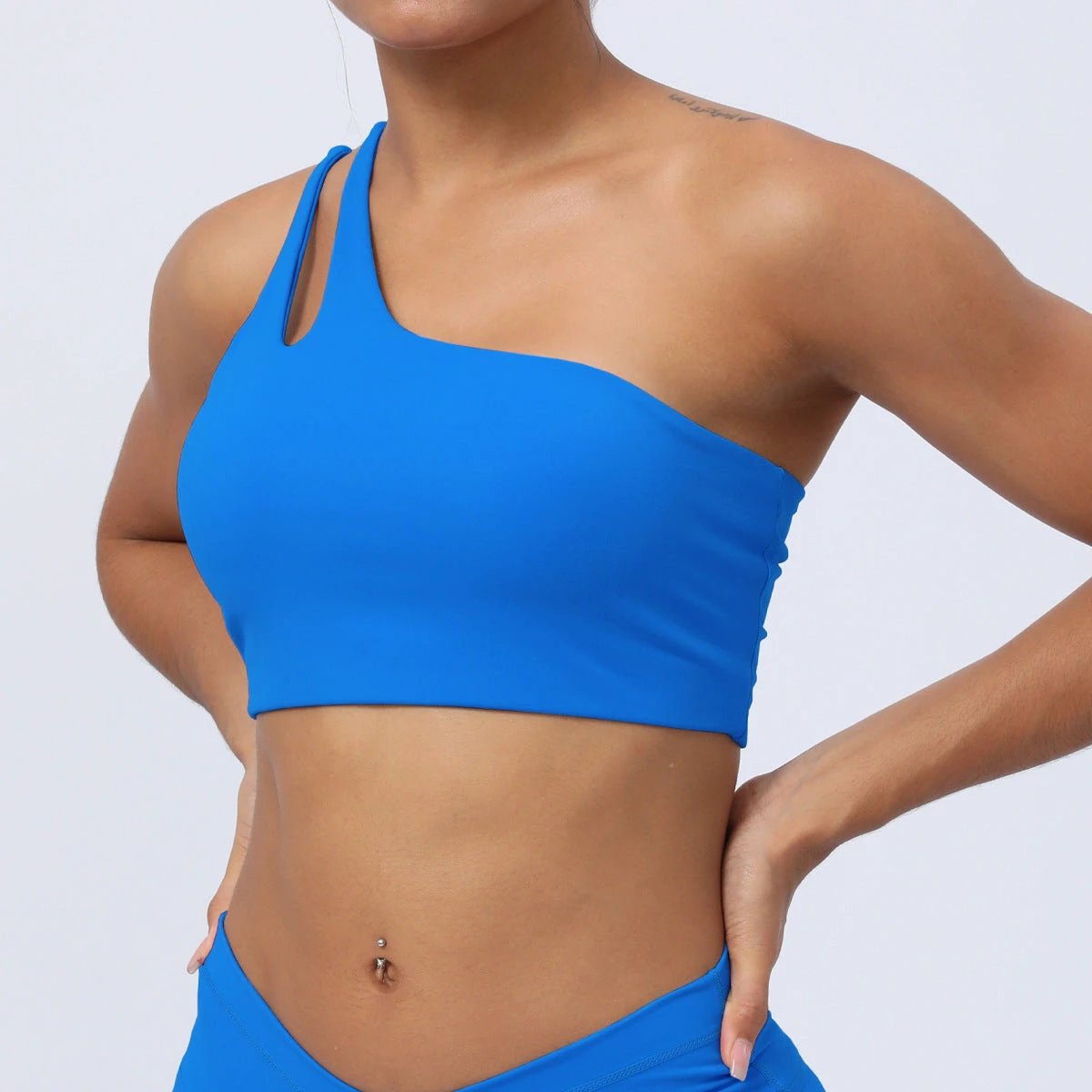 Slant Shoulder Strap Workout Underwear Women Hollow Out