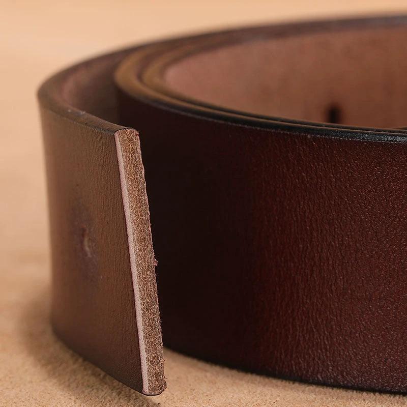 Men's Retro Smooth Genuine Leather Pure Cowhide Letter V Belts by GJG Denim