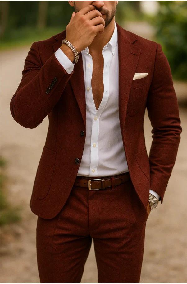 Men's Casual Two-piece Suit by GJG Denim
