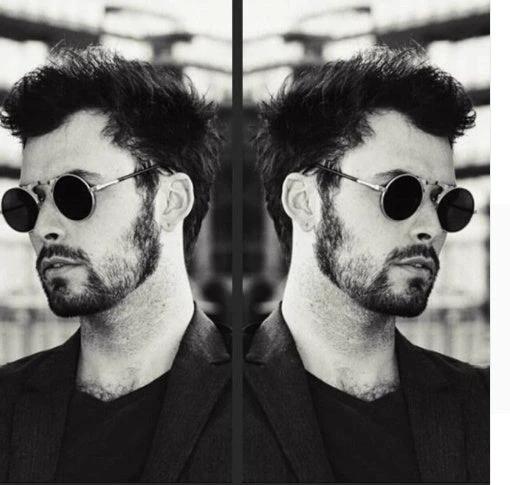 Vintage Round Steampunk Sunglasses Flip-Up UV Protection Metal Frame For Men by GJG Denim