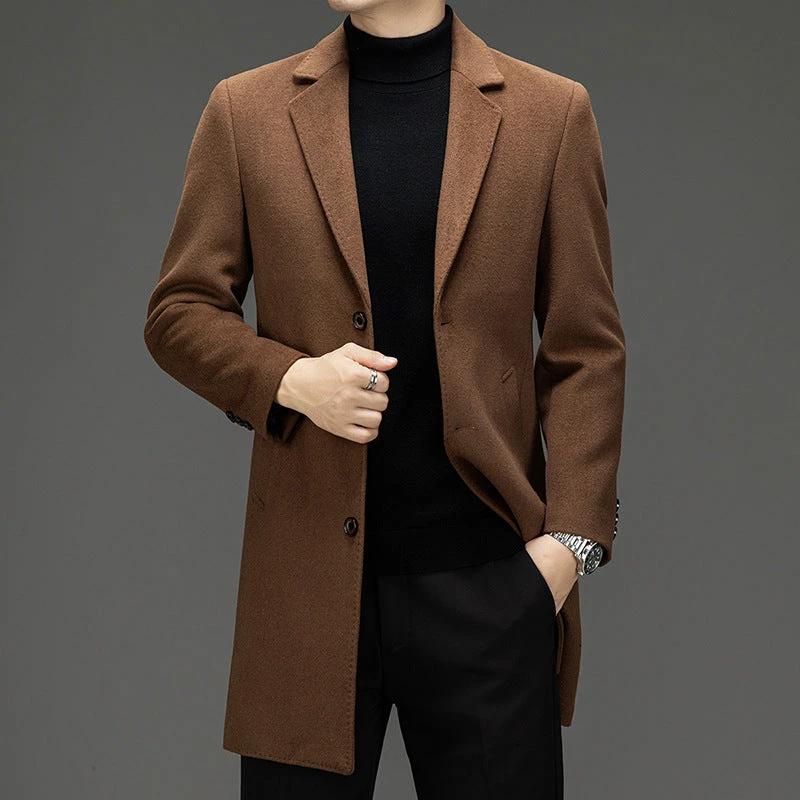 Men's Business Casual Woolen Trench Coat by GJG Denim