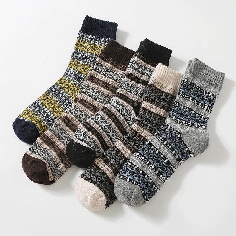 Retro Large Square Wool Socks For Men by GJG Denim