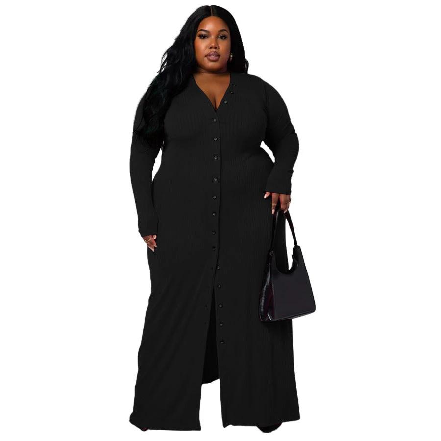 Plus Size Women's Sunken Stripe Split Dress by GJG Denim
