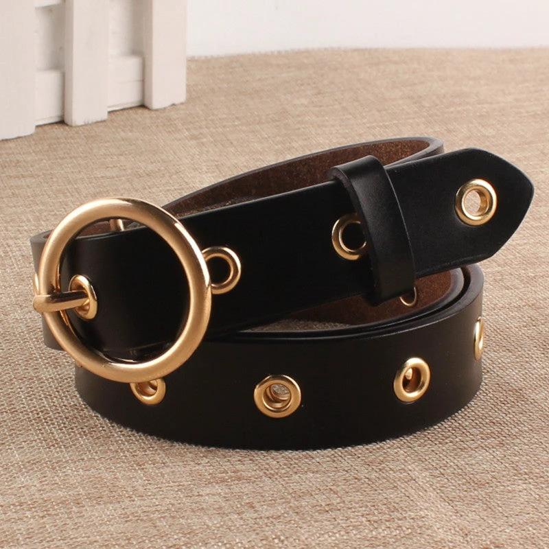 Classic Round Buckle No Hole Belt by GJG Denim