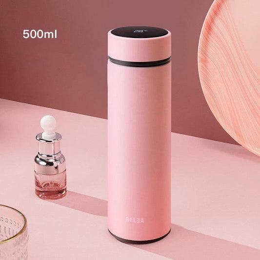 Intelligent Digital LCD Temperature Display Insulation Water Bottle by GJG Denim