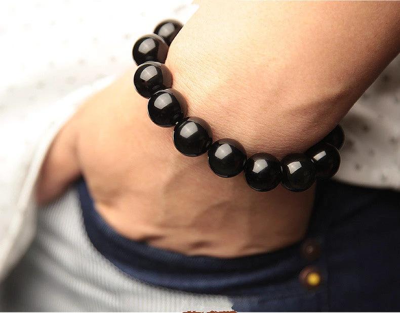 Natural Rainbow Eye Obsidian Bracelet For Men by GJG Denim