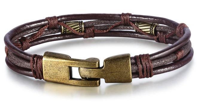 Retro Men's Braided Leather Bracelet by GJG Denim