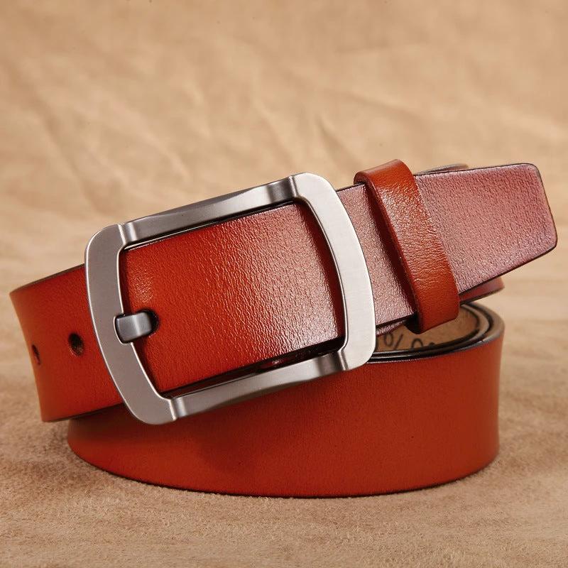 Men's Retro Leather Cowhide Belt by GJG Denim