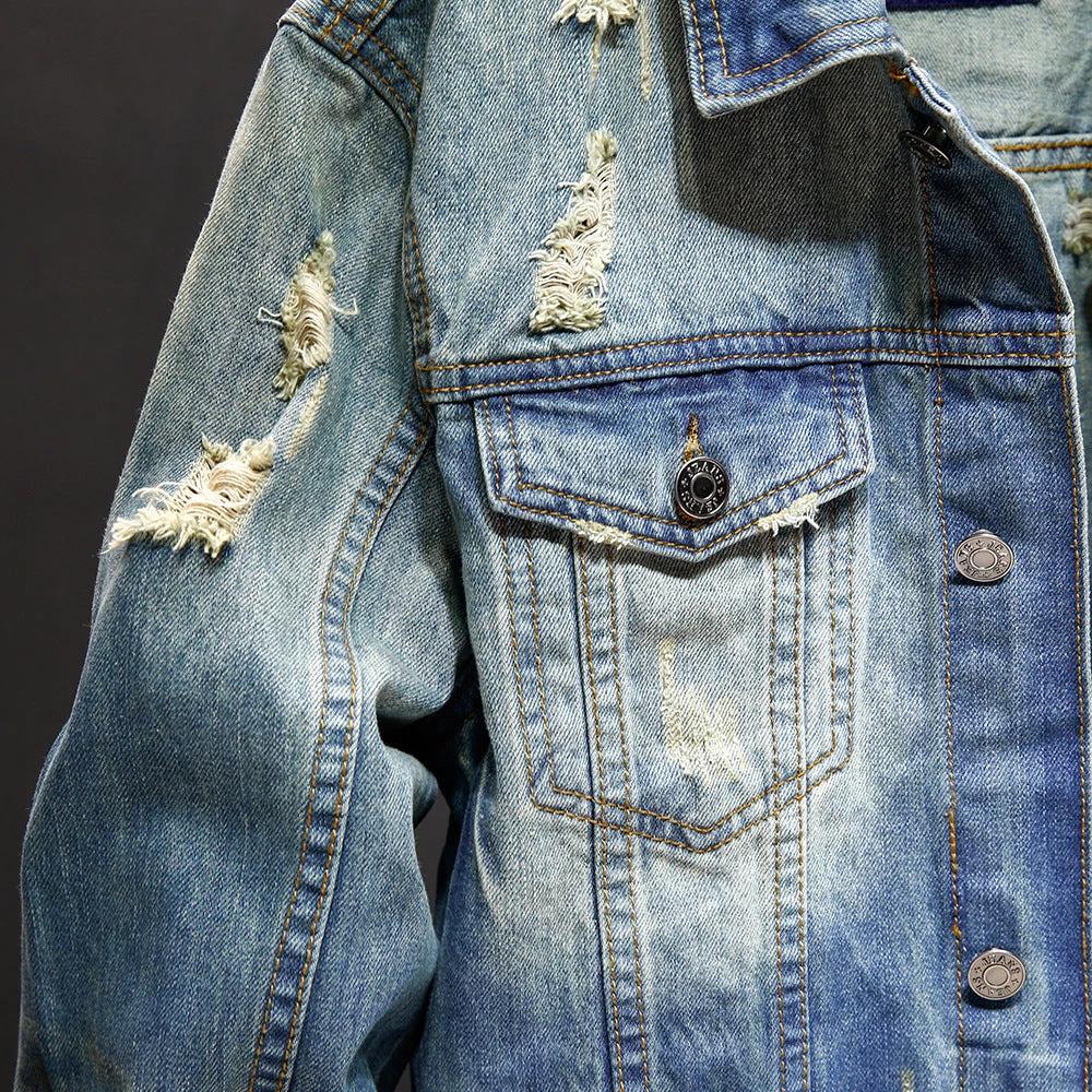 Men's Washed Denim Jacket Outerwear by GJG Denim