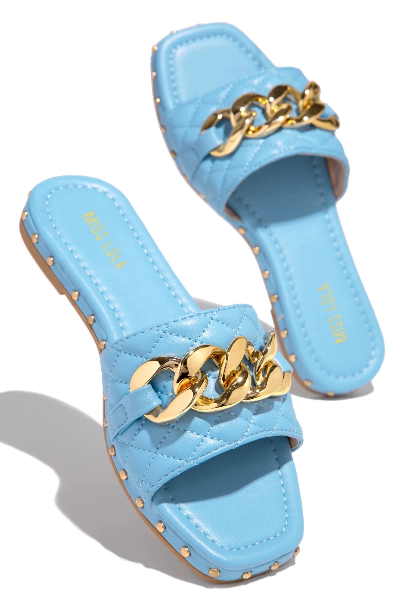 Women's Fish Mouth Chain Flat Sandals by GJG Denim