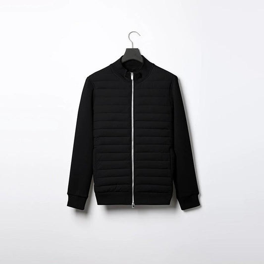 Lightweight Stand Collar Coat For Men Fashion Stitching Knitted Jacket Winter Outwear by GJG Denim