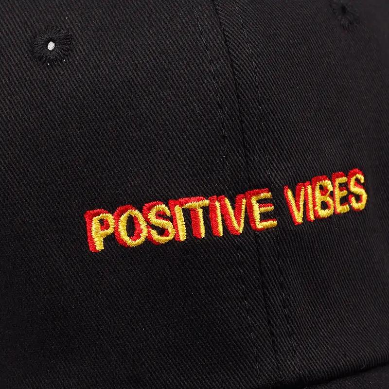 Men's "Positive Vibes" Cotton Embroidered Baseball Cap For Men by GJG Denim