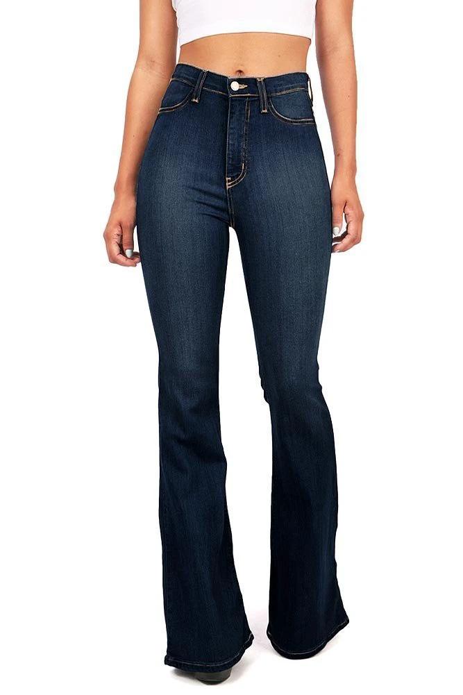Flare Pants New Fashion High Waist Slim Elasticity Streetwear Long Pants by GJG Denim