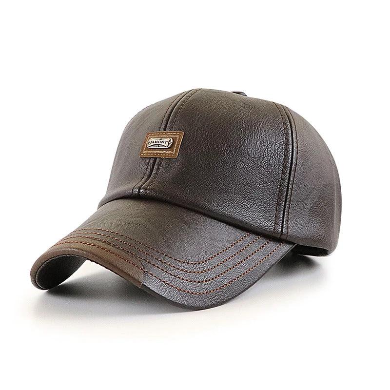 Men's Leather Baseball Cap by GJG Denim