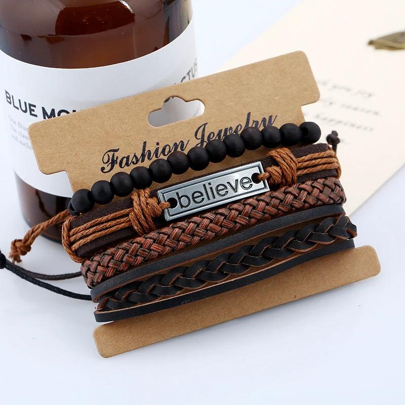 "Believe" Men's Leather Bracelet by GJG Denim