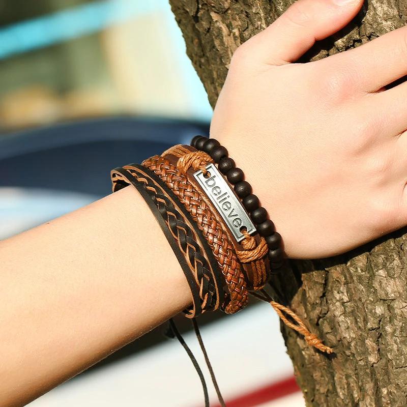 "Believe" Men's Leather Bracelet by GJG Denim