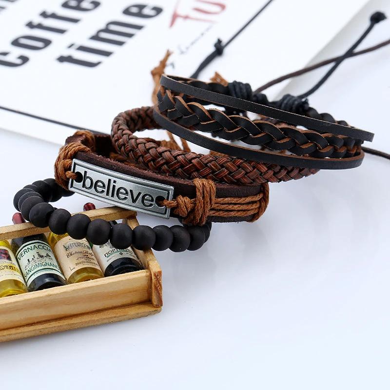 "Believe" Men's Leather Bracelet by GJG Denim