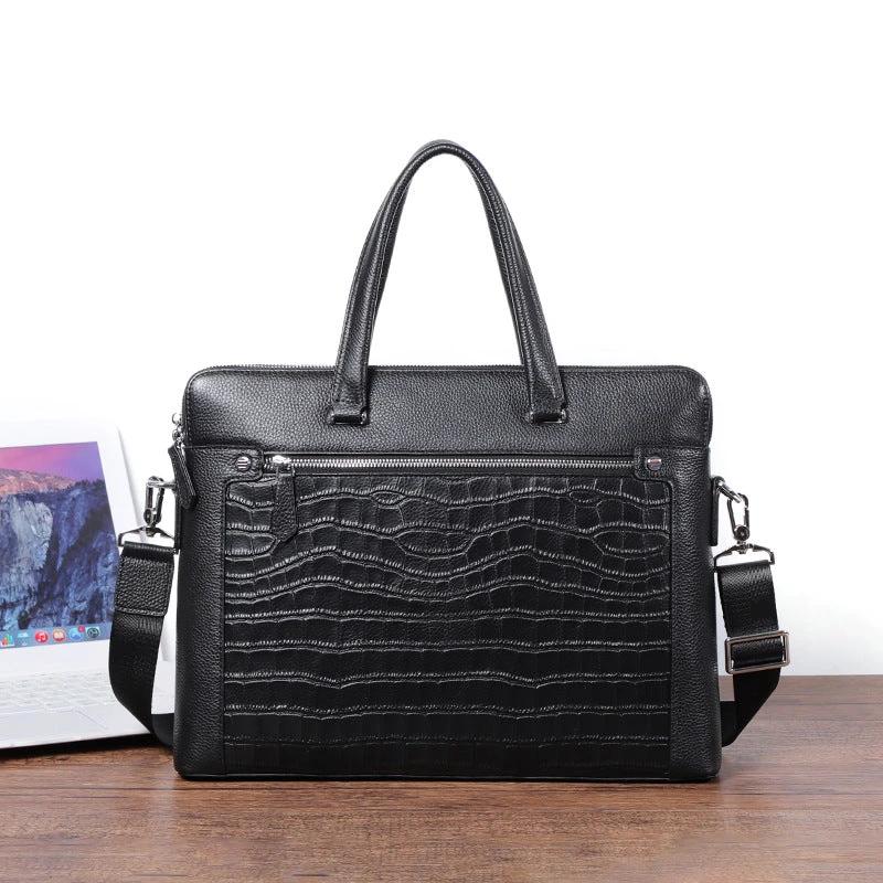 Double Zipper Compartment Briefcase For Men by GJG Denim