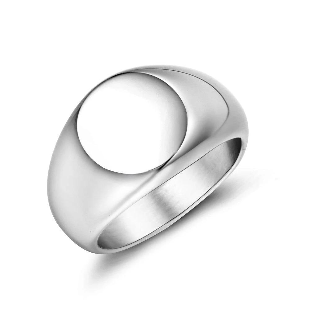 Round Flat Titanium Steel Ring With A Sleek Polished Finish For A Stylish Personalized Look For Men by GJG Denim